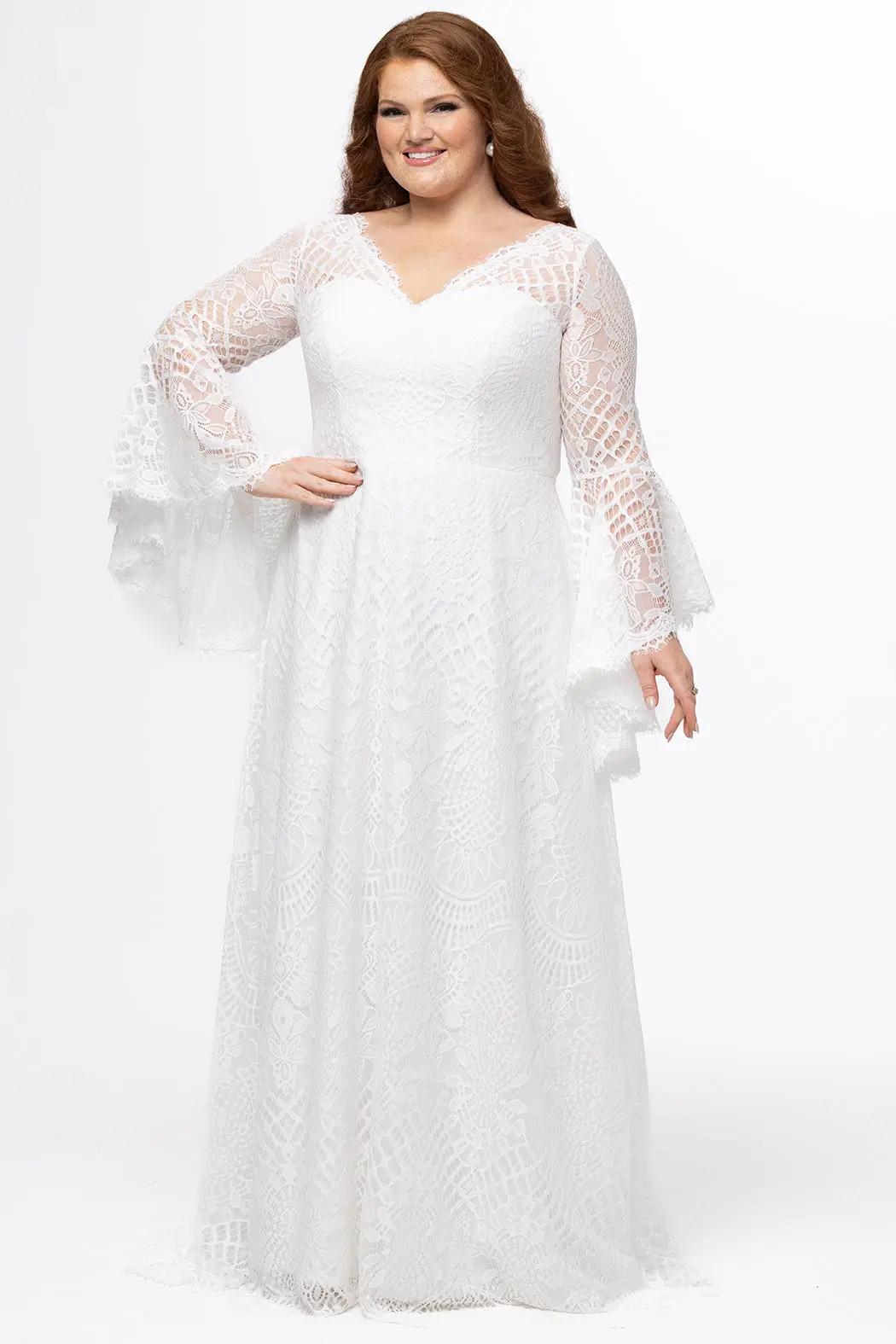 Celebrations by Sydney's Closet Boho Bell Sleeves Plus-Size Wedding Dress (Women) | Nordstrom | Nordstrom