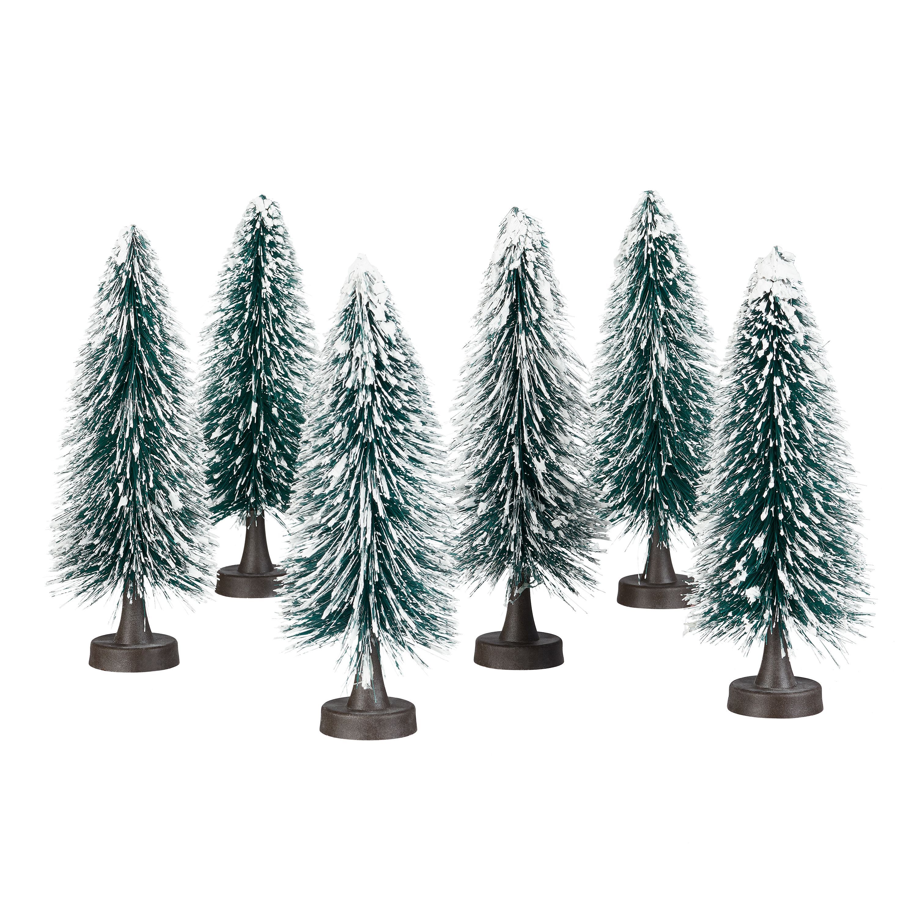 Holiday Time 9" Flocked Pine Tree Table-Top Christmas Decoration, Set of 6 | Walmart (US)