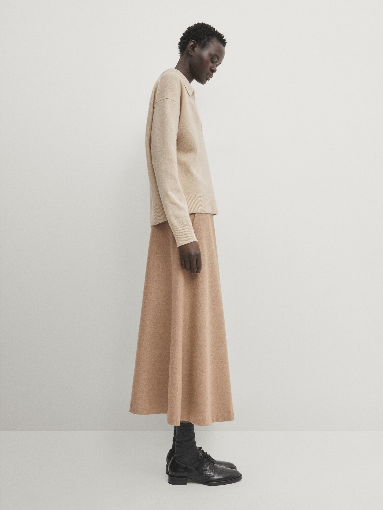 Strickpullover im Polo-Stil aus Wollmischgewebe | Massimo Dutti DE