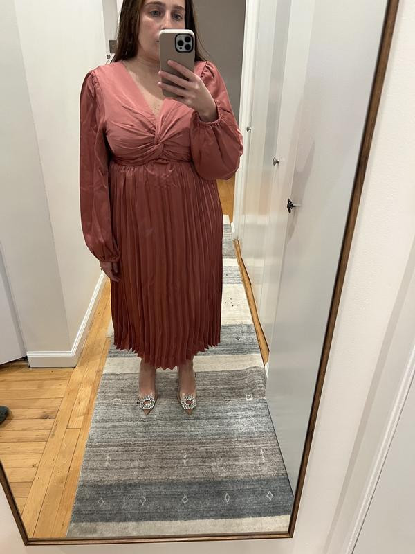 Women's Noelle Twist Front Pleated Midi Dress | Macy's