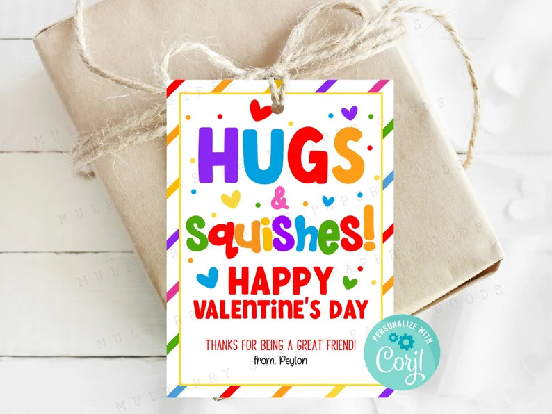 Printable Hugs and Squishes Valentine's Day Card Kids School Classroom Squishies Valentine Gift T... | Etsy (US)
