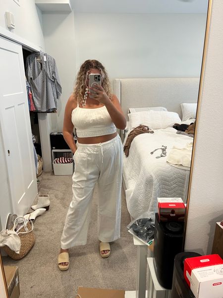 Linen is a go-to for summer! 

Linen pants, linen top, white pants, summer outfit, casual outfit, vacation outfit, midsize fashion 

#LTKcurves #LTKshoecrush #LTKstyletip