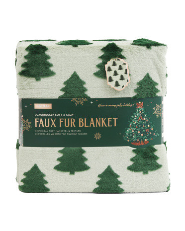 Faux Fur Trees Blanket | TJ Maxx