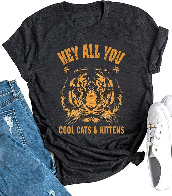Vintage Tiger T Shirt for Women Funny Graphic Tee Tops Short Sleeve Casual Loose Tshirts Blouse N... | Amazon (US)