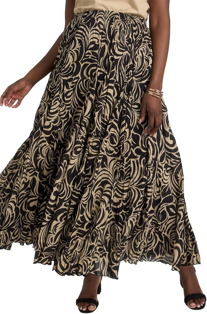 Jessica London Women's Plus Size Petite Flowing Crinkled Maxi Skirt | Amazon (US)