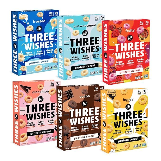 Protein and Gluten-Free Breakfast Cereal by Three Wishes - Variety Pack, 6 Pack - High Protein an... | Amazon (US)