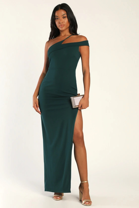 Trendy Arrival Hunter Green One-Shoulder Maxi Dress | Lulus (US)