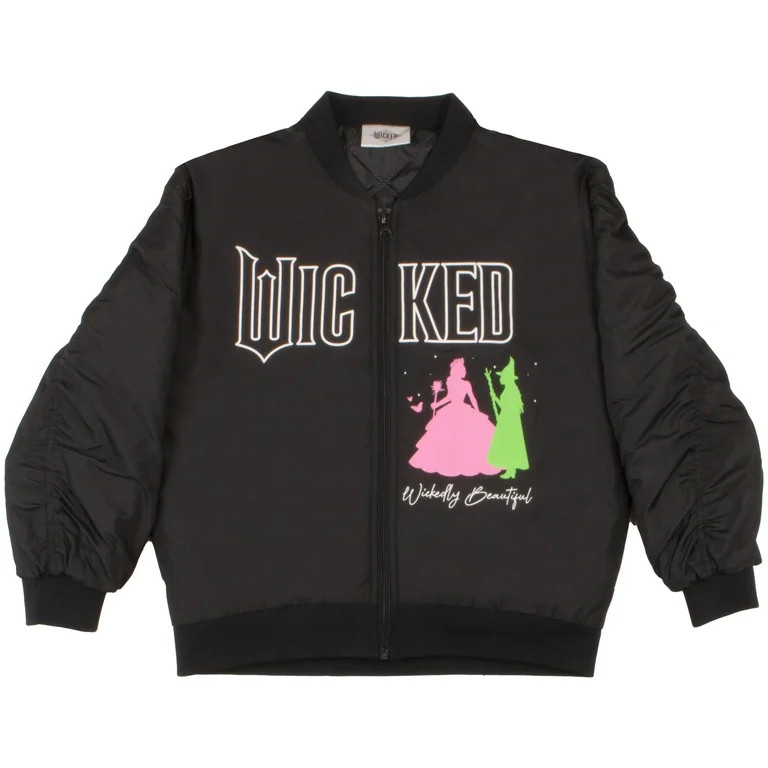 WICKED Girls Bomber Zip-Up Jackets WICKED Logo Graphic Print Zipper Jacket for Kids & Teens Casua... | Walmart (US)