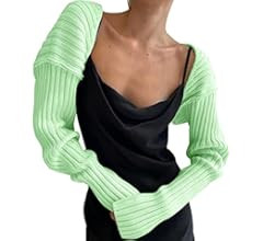 Cioatin Women’s Puff Long Sleeve Rib Knit Bolero Shrug Crop Cardigan Y2K Open Front Drop Should... | Amazon (US)