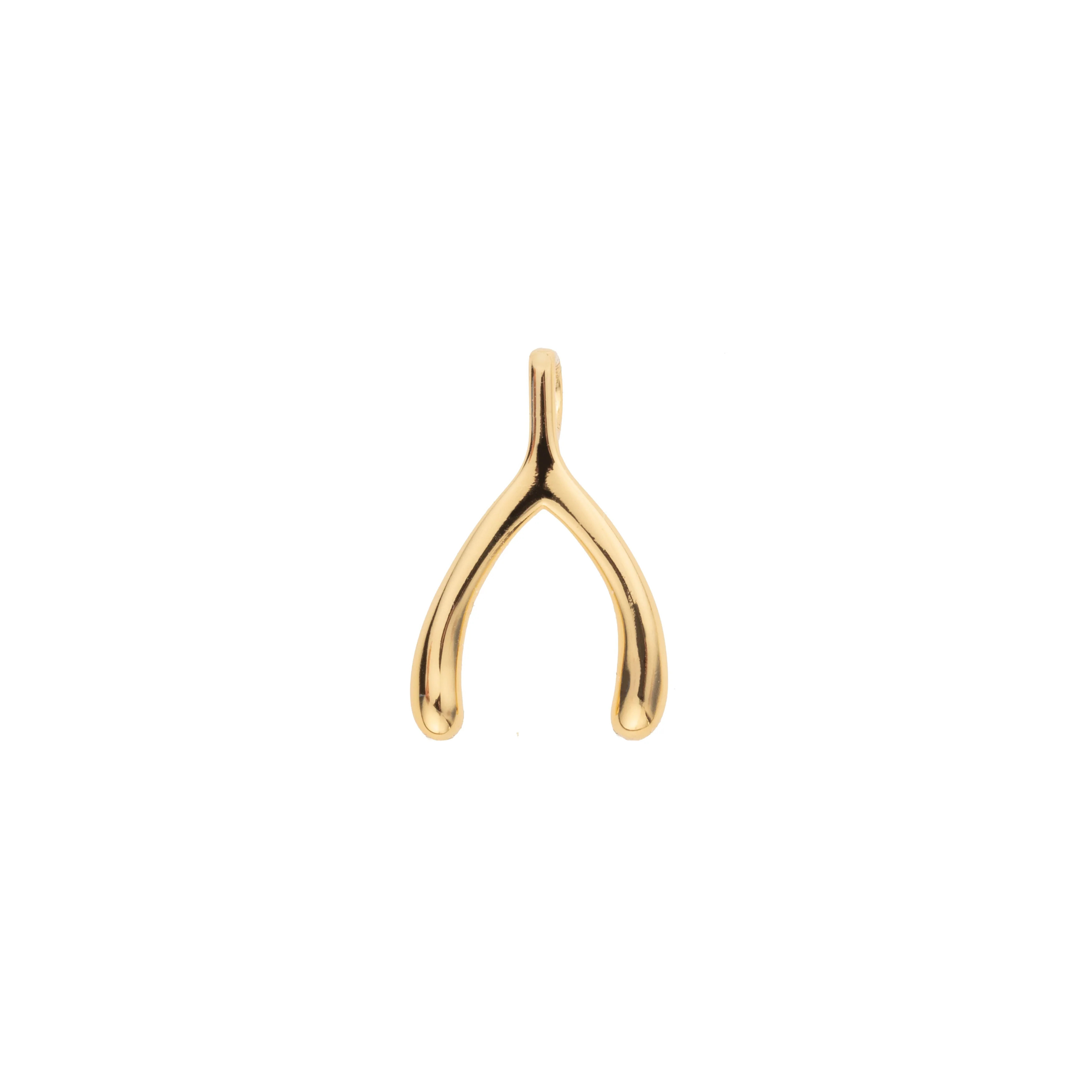 LUCKY Gold Mini Wishbone Pendant in 10k SALE | Jane Win
