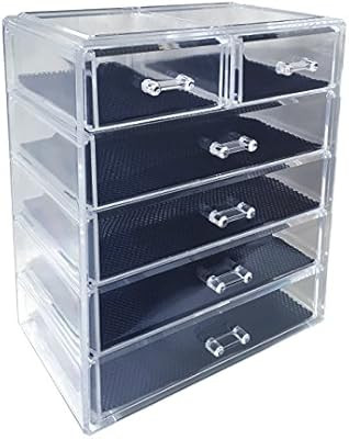 Sodynee Cosmetics Makeup and Jewelry Storage Organizer Case Display Boxes, 4 Large and 2 Small Dr... | Amazon (US)