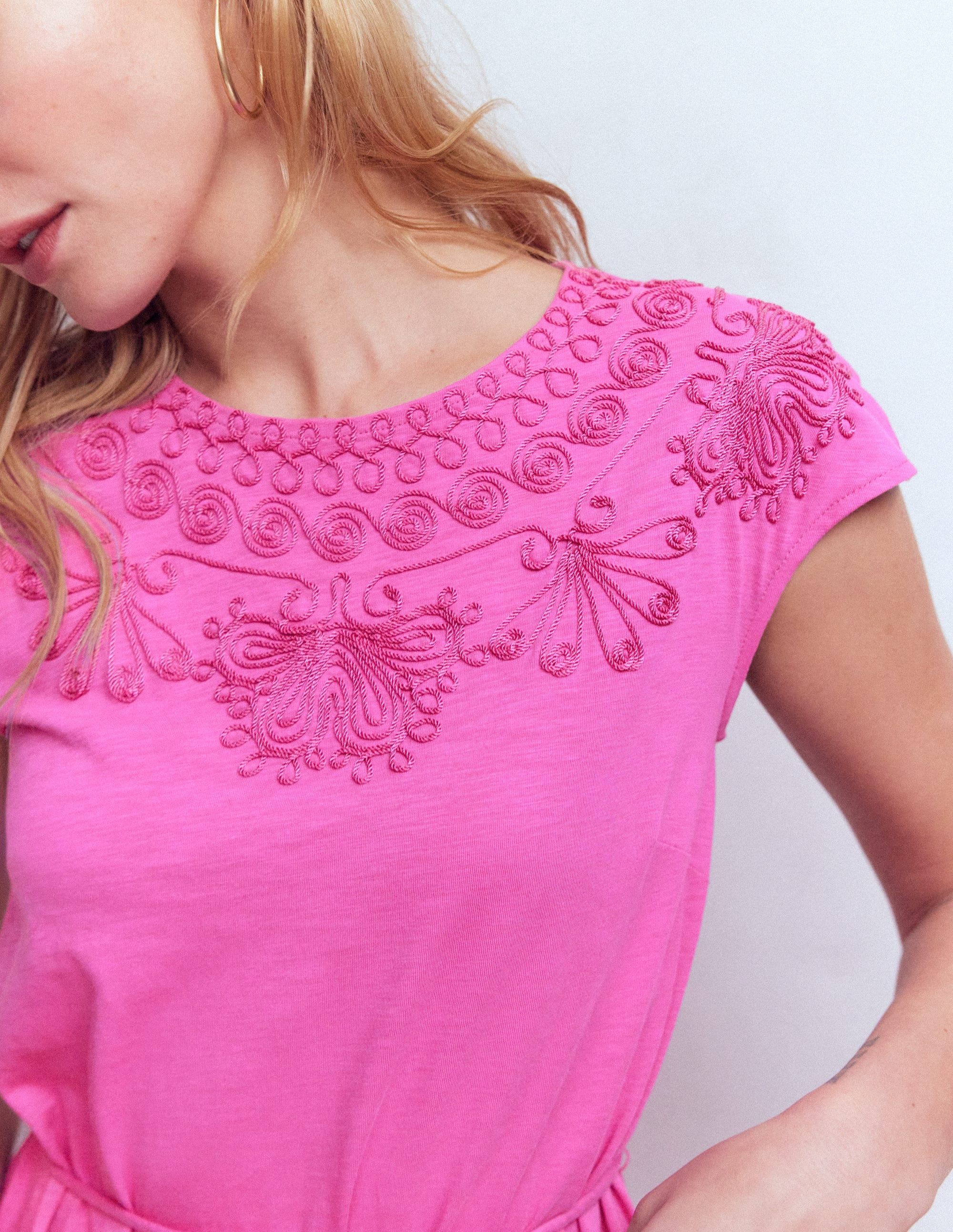 Embroidered Jersey Short Dress-Passion Flower | Boden UK