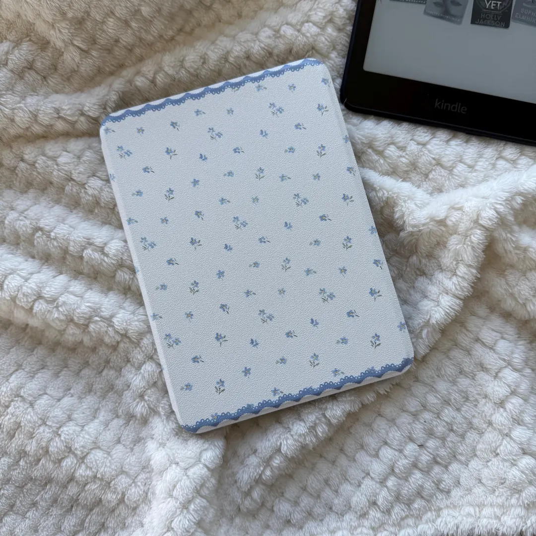 Blue Lace Floral Kindle Paperwhite Case: Soft Cover With Hand Strap Kobo Case, Kobo Clara/libra C... | Etsy (US)