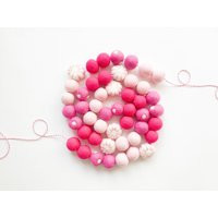 Pink Peppermint Candy Felt Ball Garland, Bunting, Banner - Christmas, Holiday, Decor | Etsy (US)