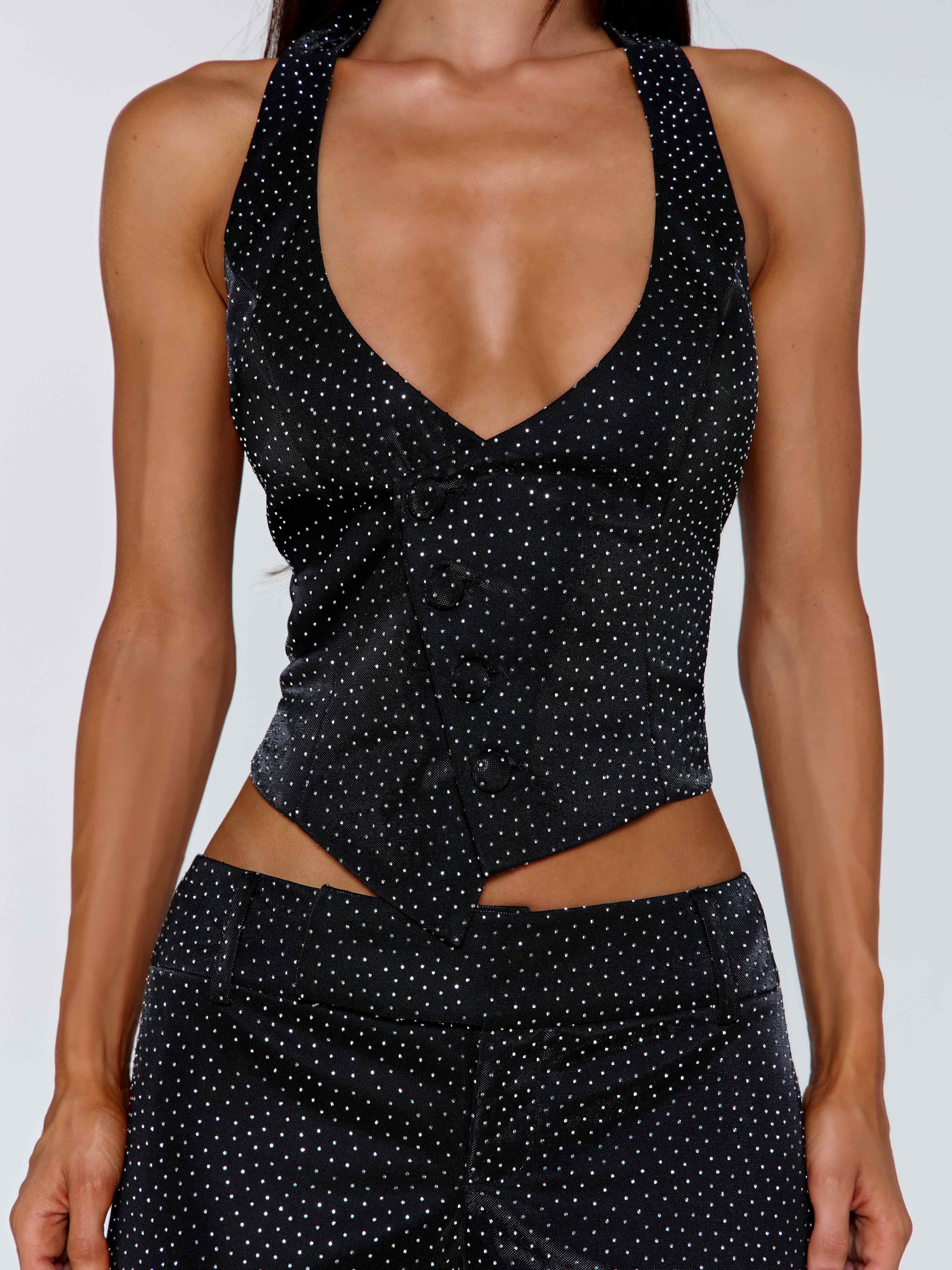 MARIAIS WAISTCOAT BLACK SPARKLE | Outcast (US & UK)