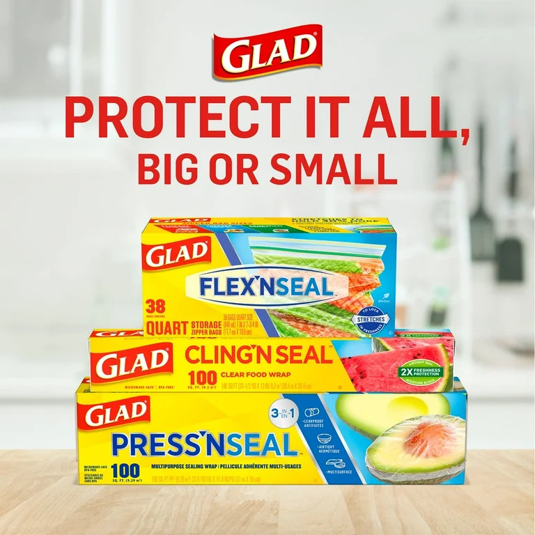 Glad Cling N Seal Plastic Food Wrap, 200 sq ft Roll | Walmart (US)