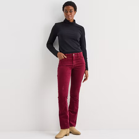 St. John's Bay Womens Mid Rise Bootcut Corduroy Pant, 20, Red | JCPenney