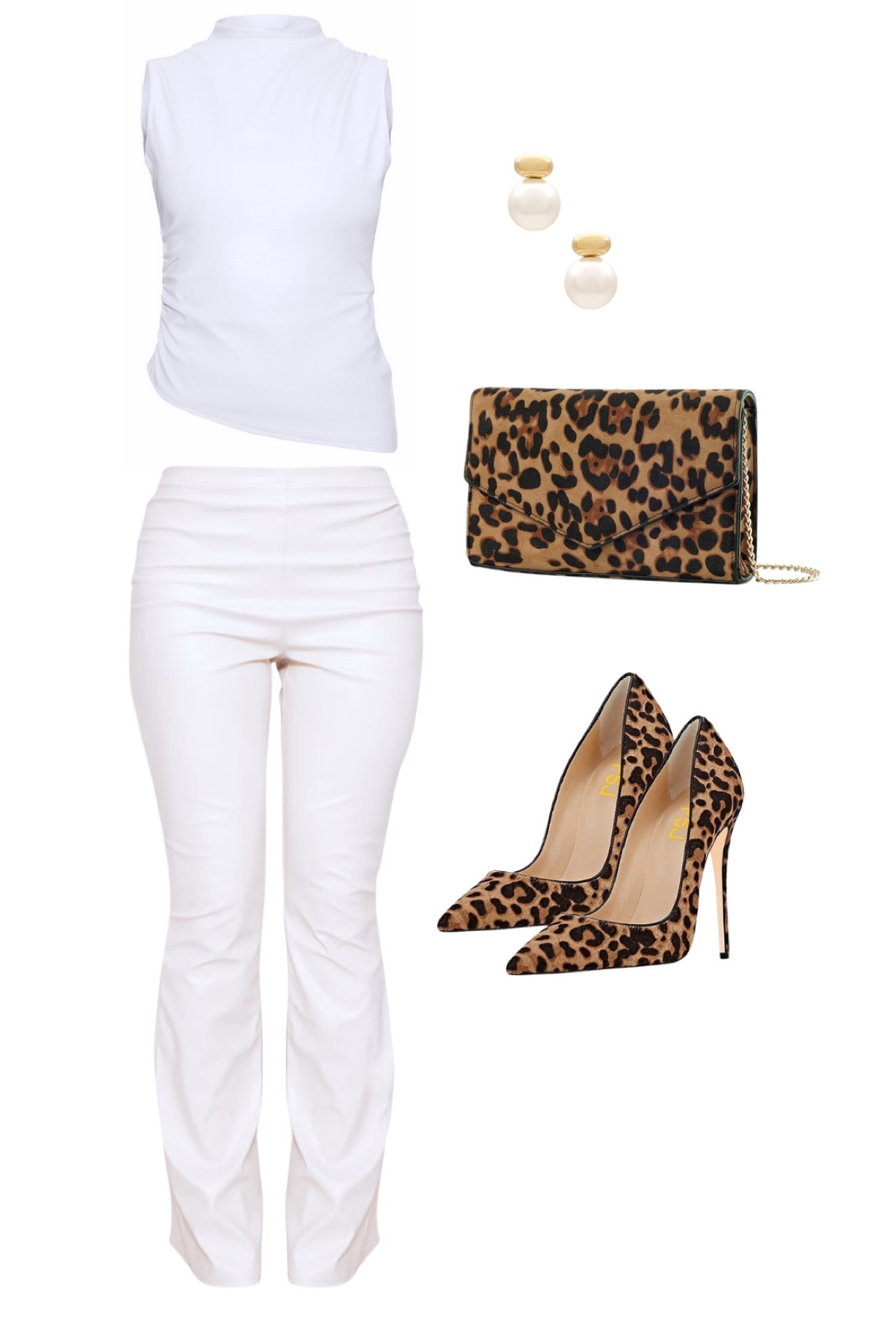 🐆 

heels l cheetah l white outfit 