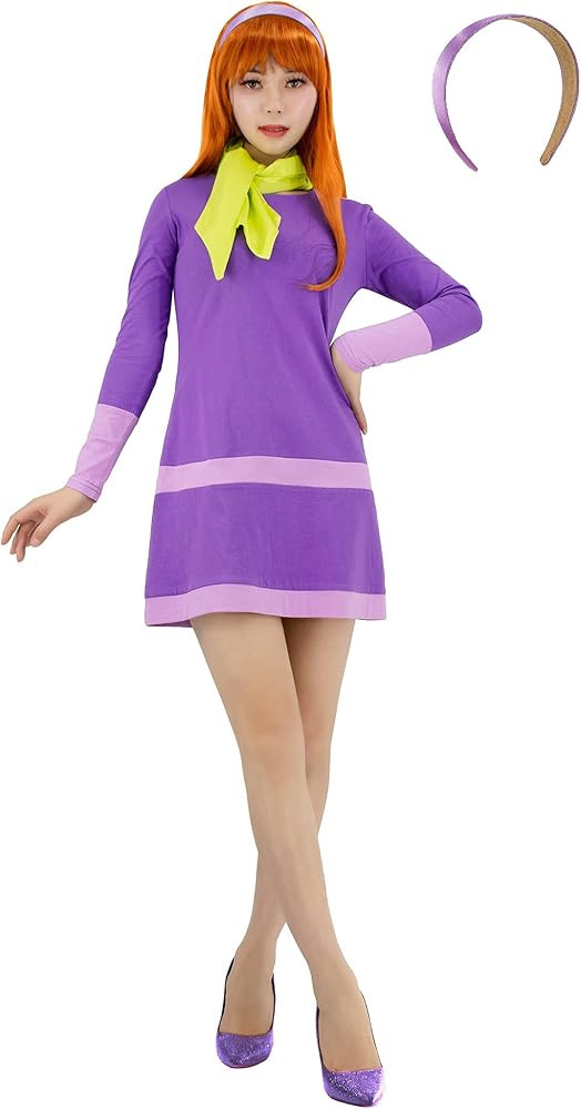 Amazon.com: DAZCOS Womens Daphne Cosplay Costume Outfit with Scarf Headband (X-Small) : Clothing,... | Amazon (US)