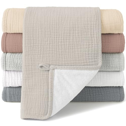 Bearmoss Muslin Burp Cloths, 100% Cotton Baby Burping Clothes, Large Extra Soft Absorbent for Unisex Newborn Boy and Girl, 20x10in, 6 Pack | Amazon (US)