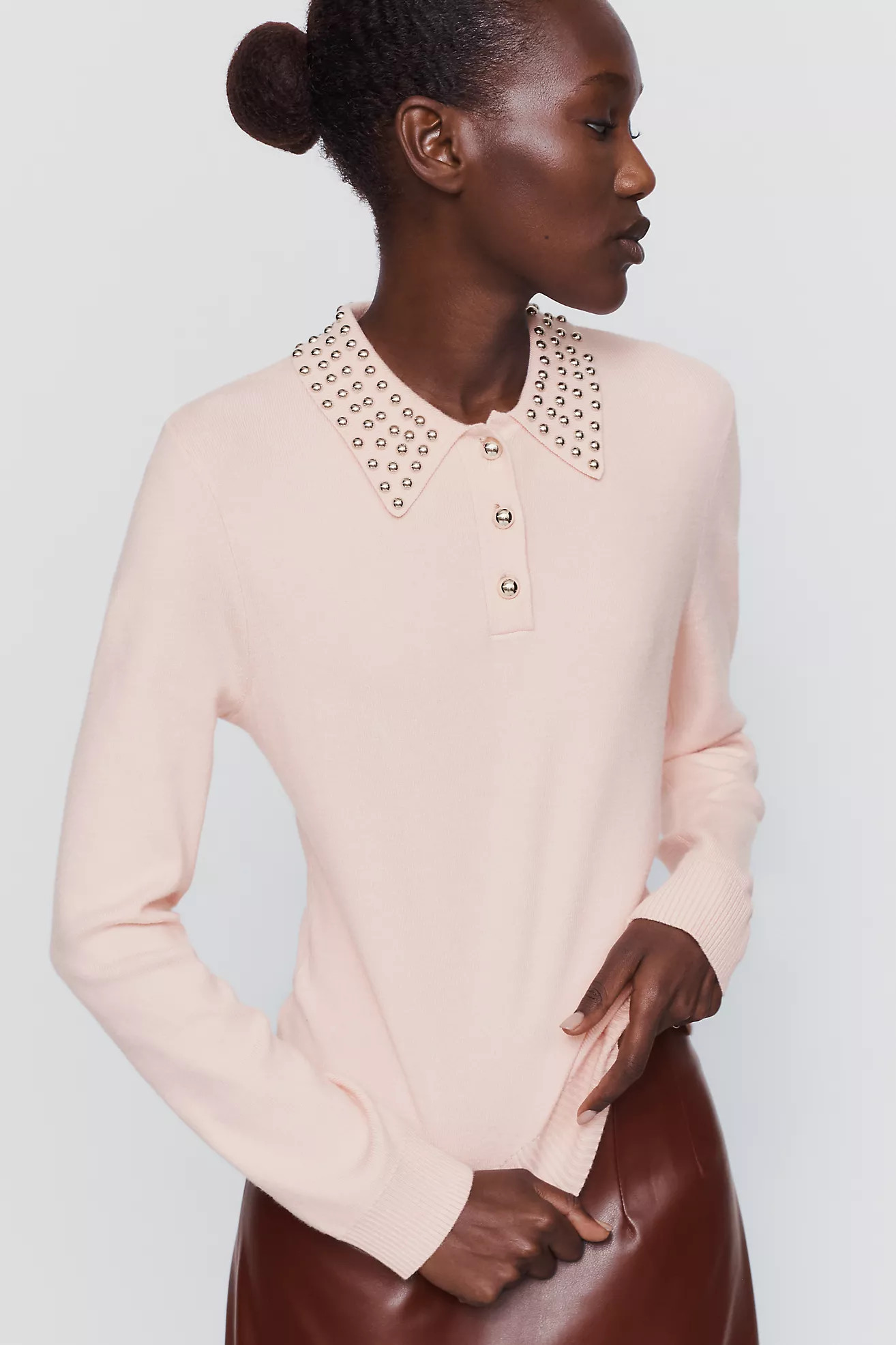 Studded Long Sleeve Polo Shirt | Anthropologie (US)
