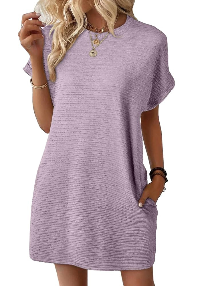 EVALESS Womens Summer Dresses Fashion 2025 Short Sleeve Spring Mini Dress Casual Beach Vacation C... | Amazon (US)
