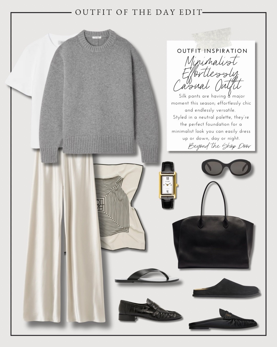 Minimalist Effortlessly Casual Outfit Inspiration - Outfit of the Day Edittion

Silk pants are having a major moment this season; effortlessly chic and endlessly versatile. 

Styled in a neutral palette, with a chunky crew neck sweater, they’re the perfect foundation for a minimalist look you can easily dress up or down, day or night.

#LTKStyleTip #LTKOver40 #LTKItBag