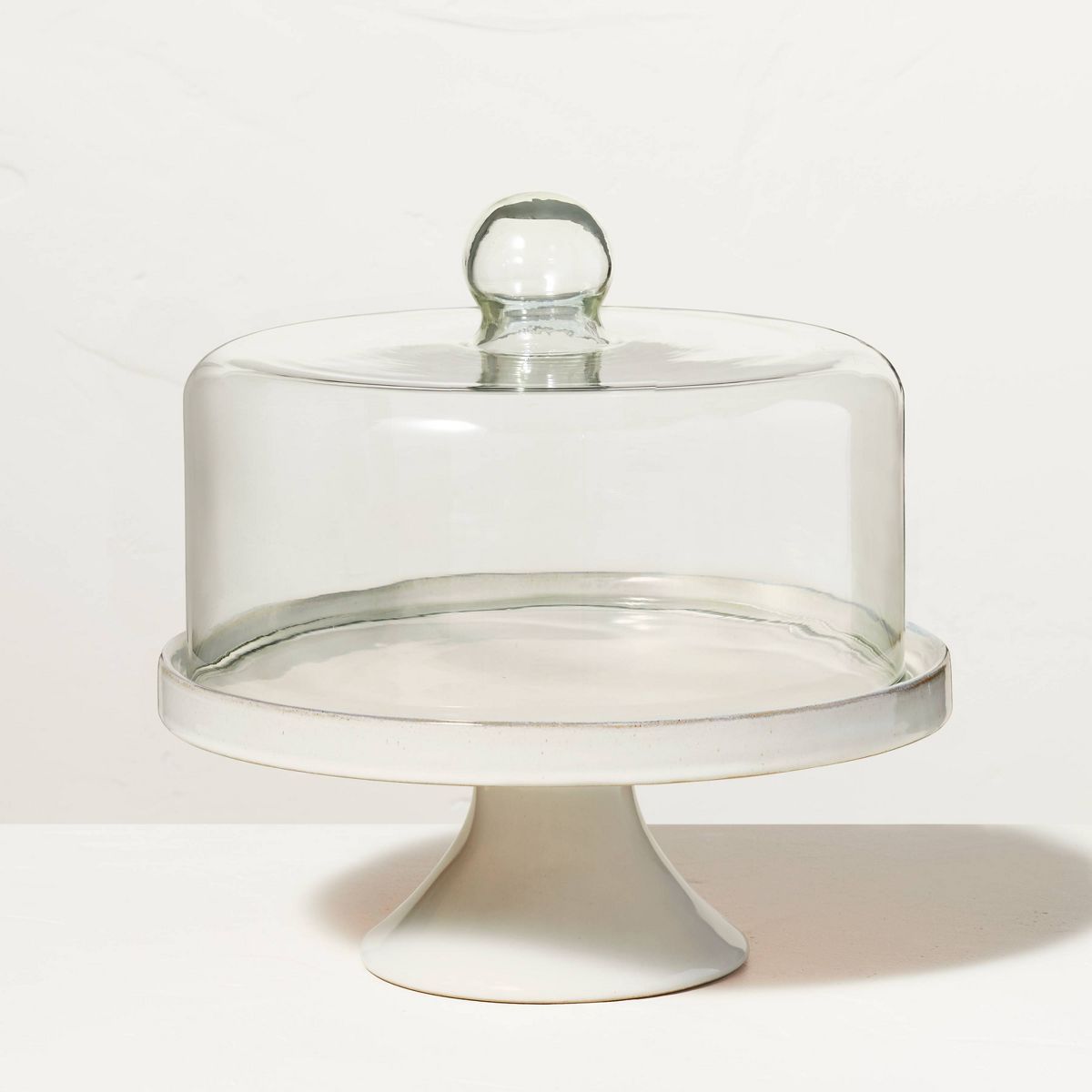 Stoneware Reactive Glaze Cake Stand with Glass Cloche - Hearth & Hand™ with Magnolia | Target