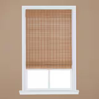 Light Oak Cordless Bamboo Roman Shade 34 in. W x 64 in. L | The Home Depot