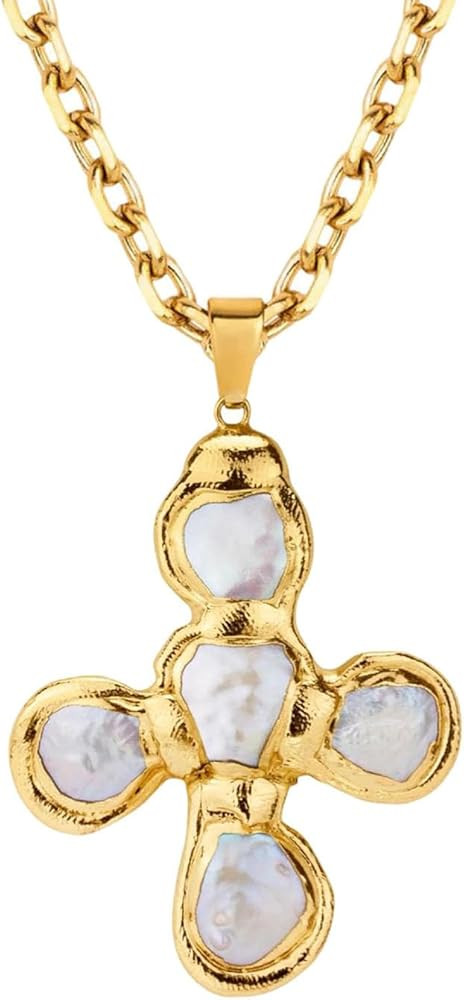 Colorful Cross Zircon Pendant Necklace, Dainty Gold Cross Pendant Necklace, Adjustable Chain Jewe... | Amazon (US)