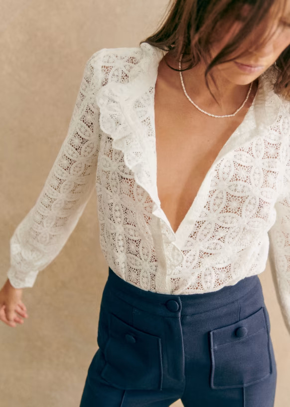 Chemise Chlo - Guipure écru - Coton - Sézane | Sezane Paris