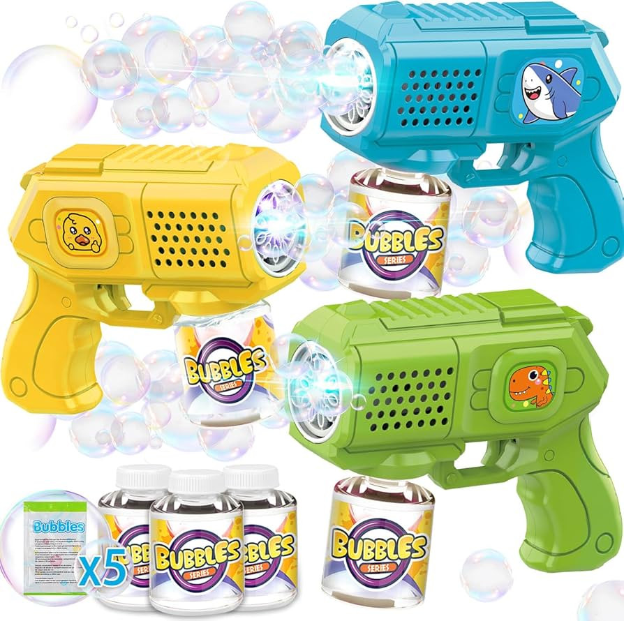 Bubble Guns with Bubble Solution- 3 Pack, Bubbles Gun, Blaster, Blower, Maker, Machine for Boys G... | Amazon (US)
