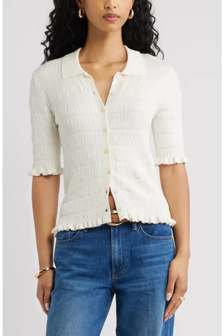 Textured Short Sleeve Cardigan (Women) | Nordstrom | Nordstrom