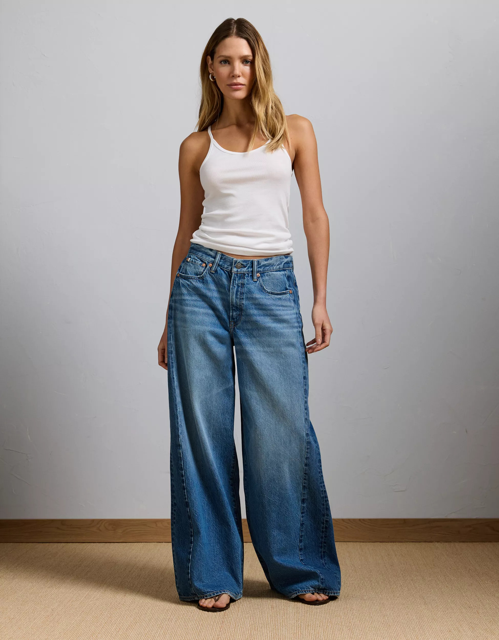 AE77 Premium Super Wide Side Stripe Jean | American Eagle Outfitters (US & CA)