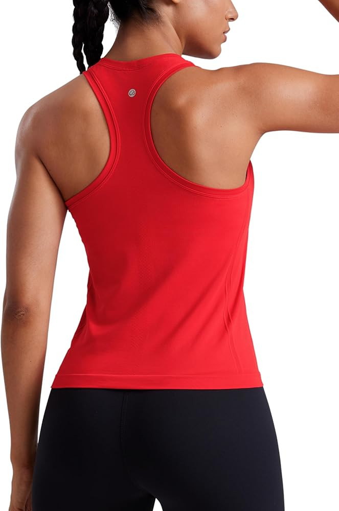 CRZ YOGA Seamless Racerback Tank Tops for Women - Gym Workout Athletic Running Sleeveless Shirts ... | Amazon (US)
