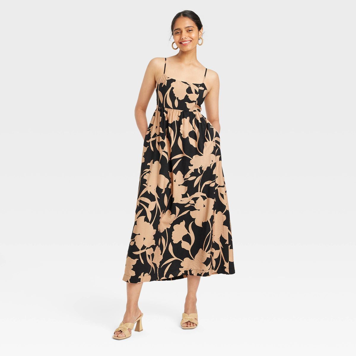 Women's Best Ever Midi Dress - A New Day™ Tan/Black Print S | Target