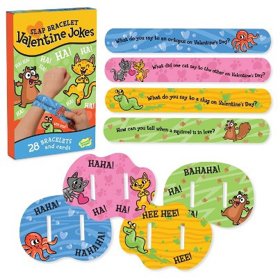 Peaceable Kingdom Valentines Cards for Kids Classroom - Set of 28 Valentines Day Gifts - Jokes Slap Bracelets | Target
