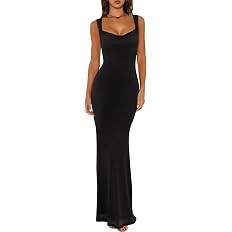 REORIA Women's Summer Cowl Neck Mesh Sleeveless Tank Dress Sexy Double Lined Bodycon Maxi Long Dr... | Amazon (US)