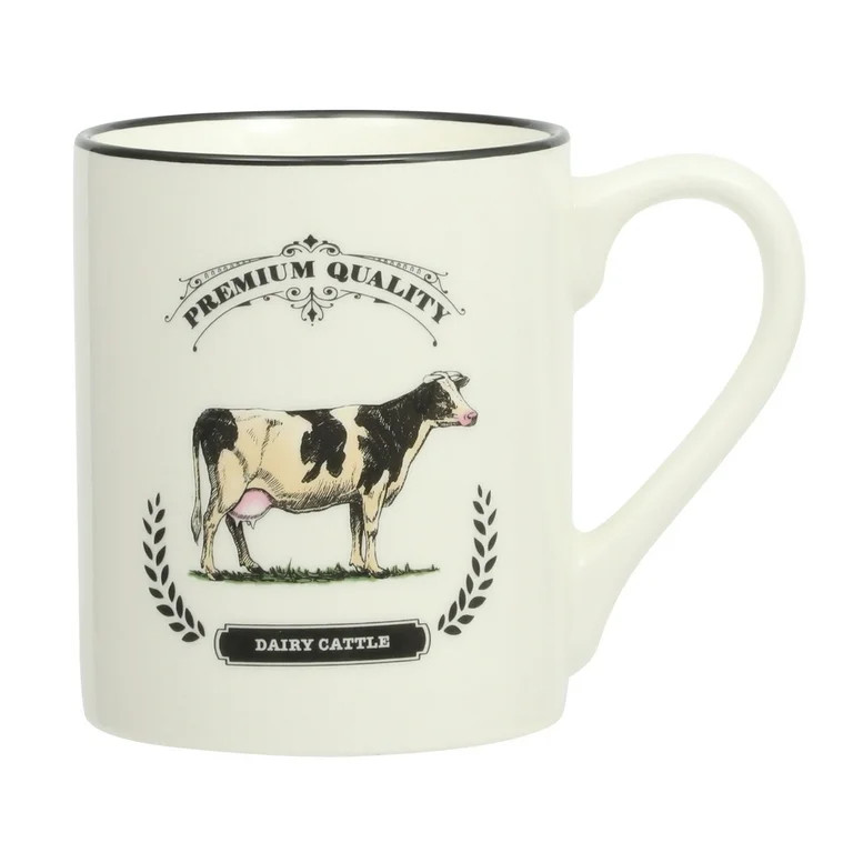 Mainstays 17oz Cow Barn Animal White Stoneware Mug | Walmart (US)
