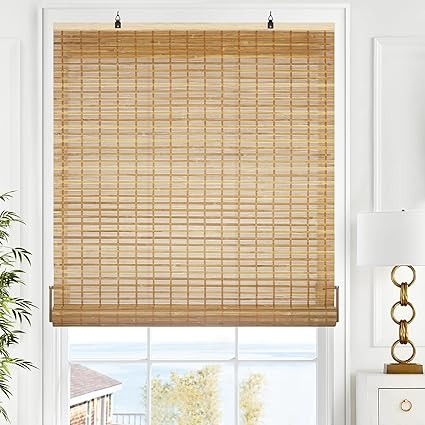 LazBlinds Cordless Bamboo Blinds, Bamboo Roll Up Shades for Windows, Light Filtering Hanging Wind... | Amazon (US)