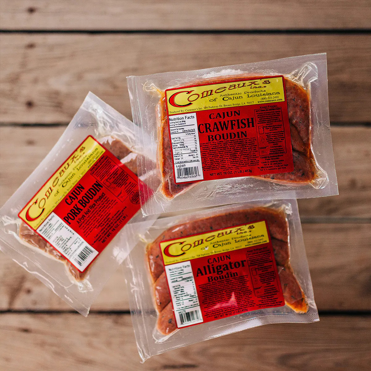 Louisiana Crawfish - 3 lb. Comeaux's Boudin Sampler | Goldbelly