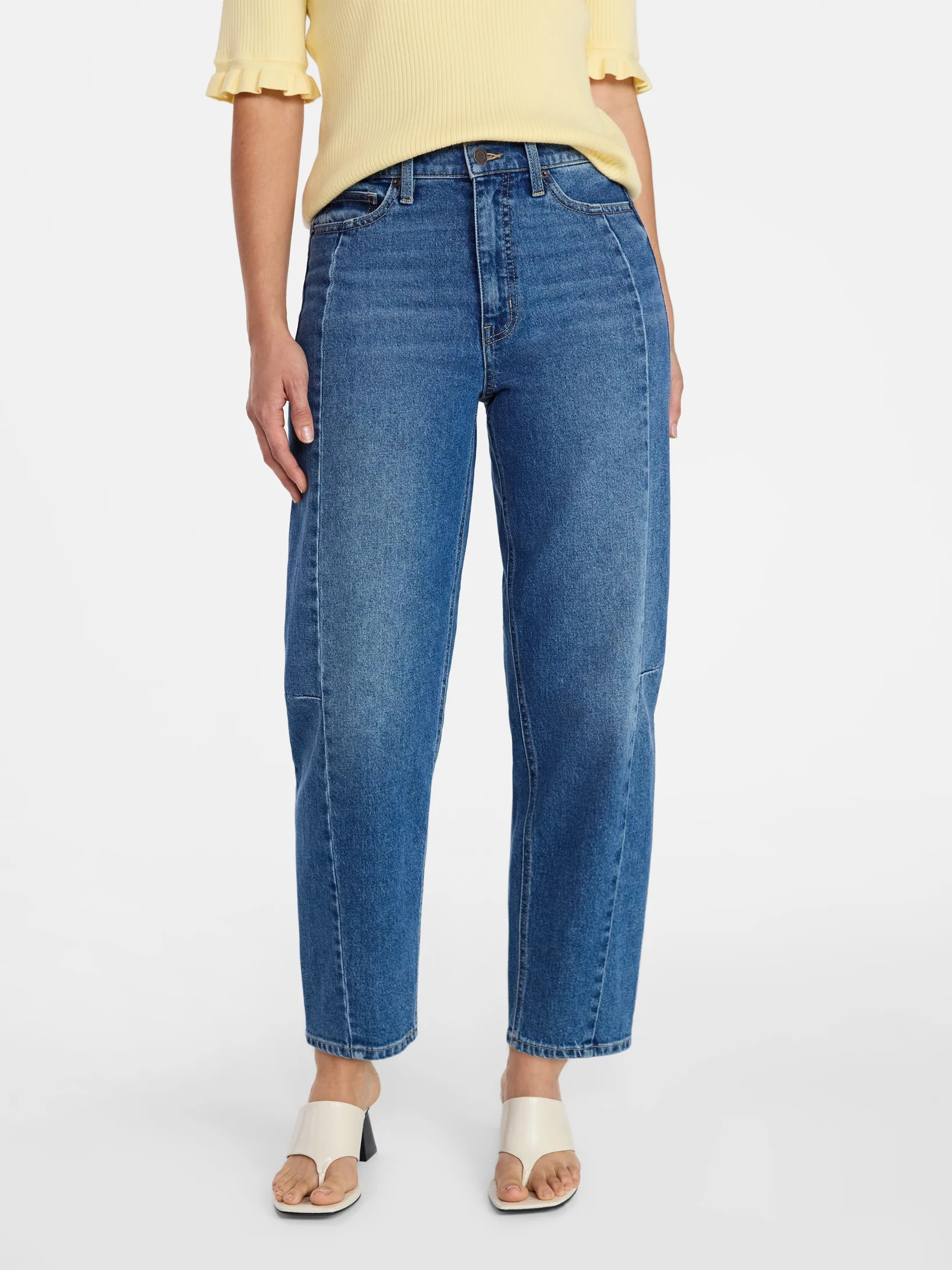 Time and Tru Women's High Rise Barrel Jeans, 28" Inseam, Sizes 0-20 | Walmart (US)