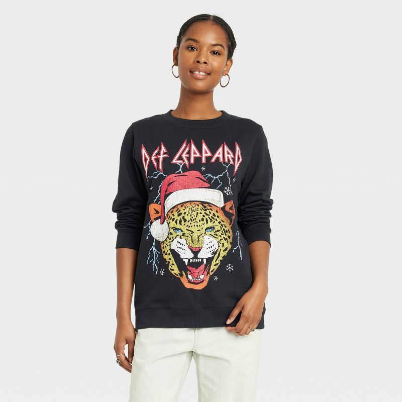 Women's Def Leppard Holiday Graphic Sweatshirt - Black | Target