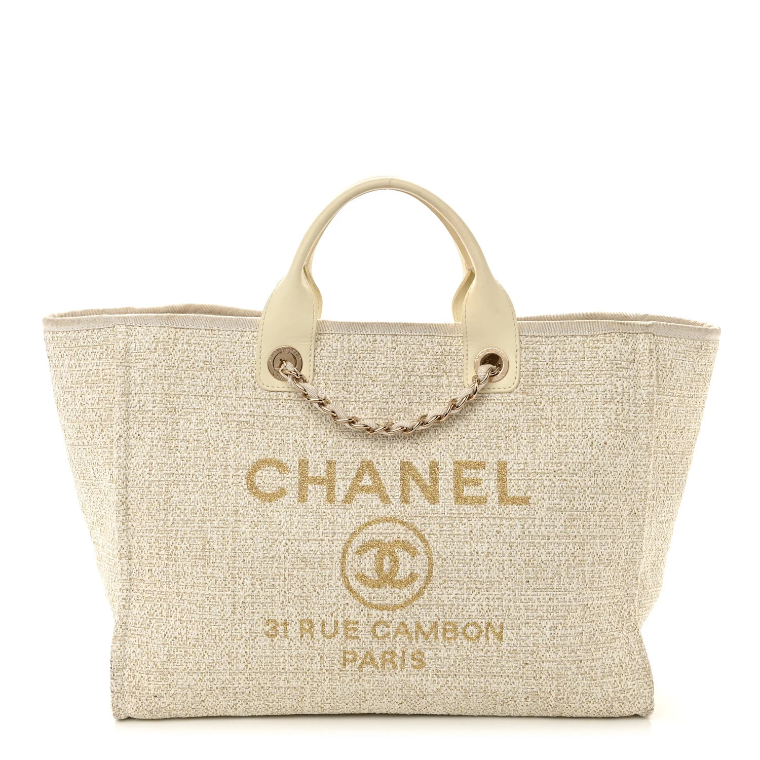 Lurex Boucle Medium Deauville Tote White | FASHIONPHILE (US)
