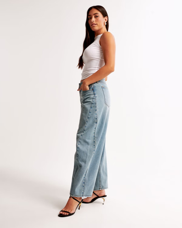 Women's Curve Love Mid Rise Barrel Jean | Women's Bottoms | Abercrombie.com | Abercrombie & Fitch (US)