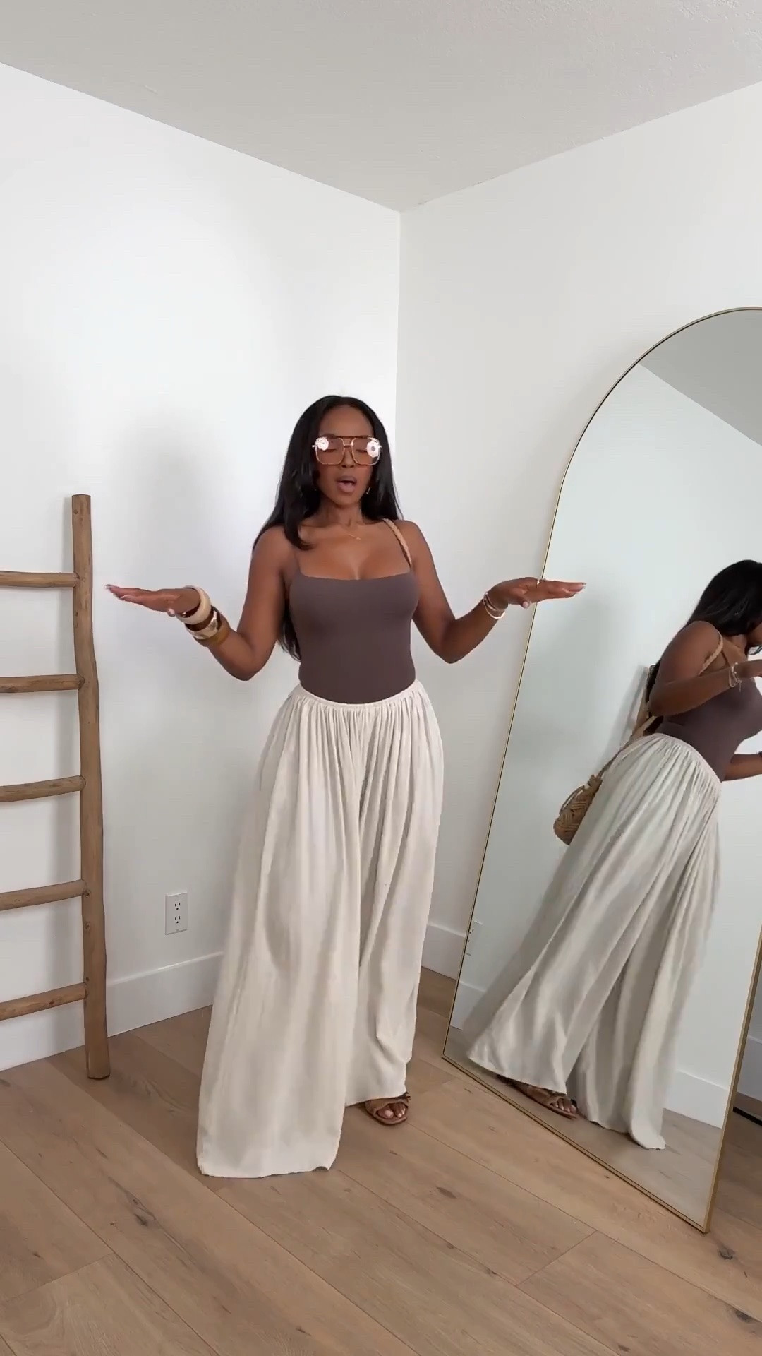 Hi Babes!

This matching striped set is giving effortless vacation luxury. I love how the vertical stripes elongate the body while the waist tie creates beautiful shape and definition. It’s lightweight, polished, and one of those outfits that looks put together with almost no effort.

If you're petite and curvy, matching sets like this are a dream because they create one long streamlined silhouette while still highlighting the waist. The neutral stripe pattern feels timeless and expensive, making it a piece you'll reach for season after season.

Where to wear this:
• Beach vacations
• Resort dinners
• Cruise outfits
• Weekend brunch
• Shopping days
• Casual date nights
• Summer getaways

Undergarments: Nude seamless bra and seamless brief for the smoothest fit.

Everything is linked below.

xx Kira | IG: KirasFashionFinds

34D - 27 - 40 • Size Small or 4

Follow me on Instagram and YouTube @kirasfashionfinds