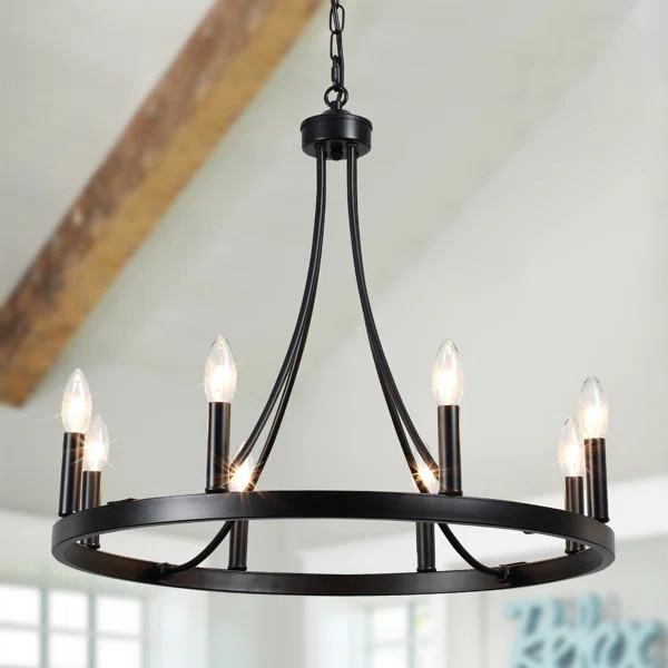 Marley-Rae 8 - Light Dimmable Kitchen Island Wagon Wheel Chandelier | Wayfair North America