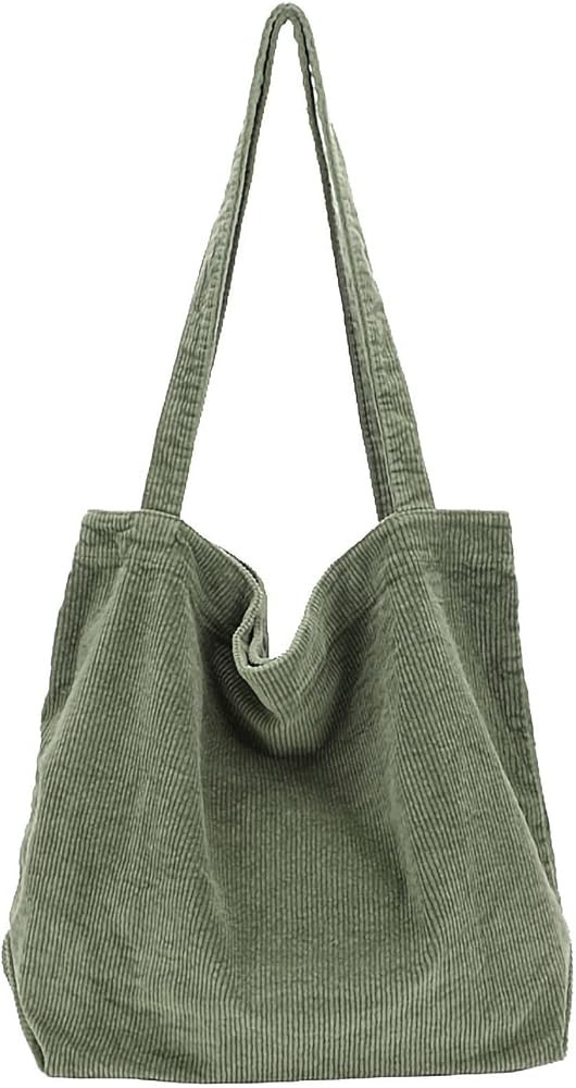 ALUWU Corduroy Tote Bag for Women Girl Canvas Shoulder Handbags Cute Large Purse | Amazon (US)