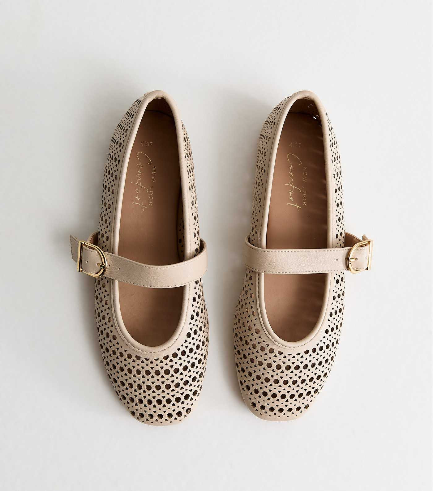 Off White Faux Leather Lazor Cut Mary Jane Shoes | New Look | New Look (UK)