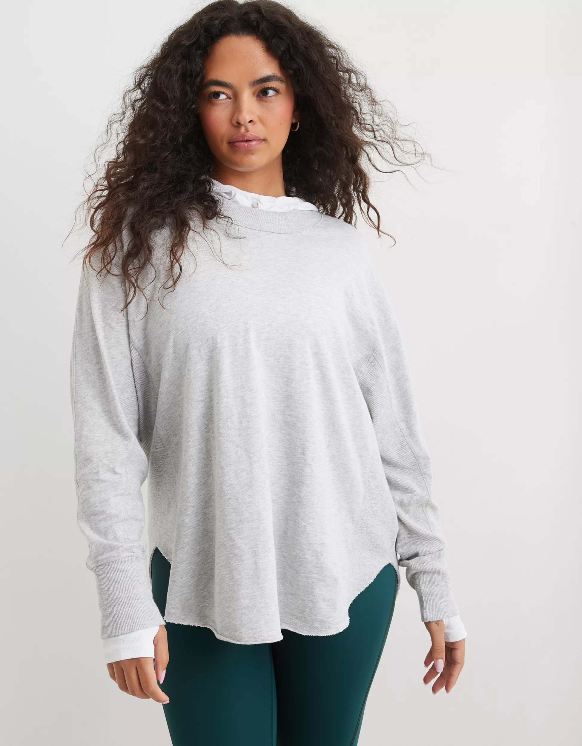 Aerie Long Sleeve Oversized Boyfriend T-Shirt | Aerie
